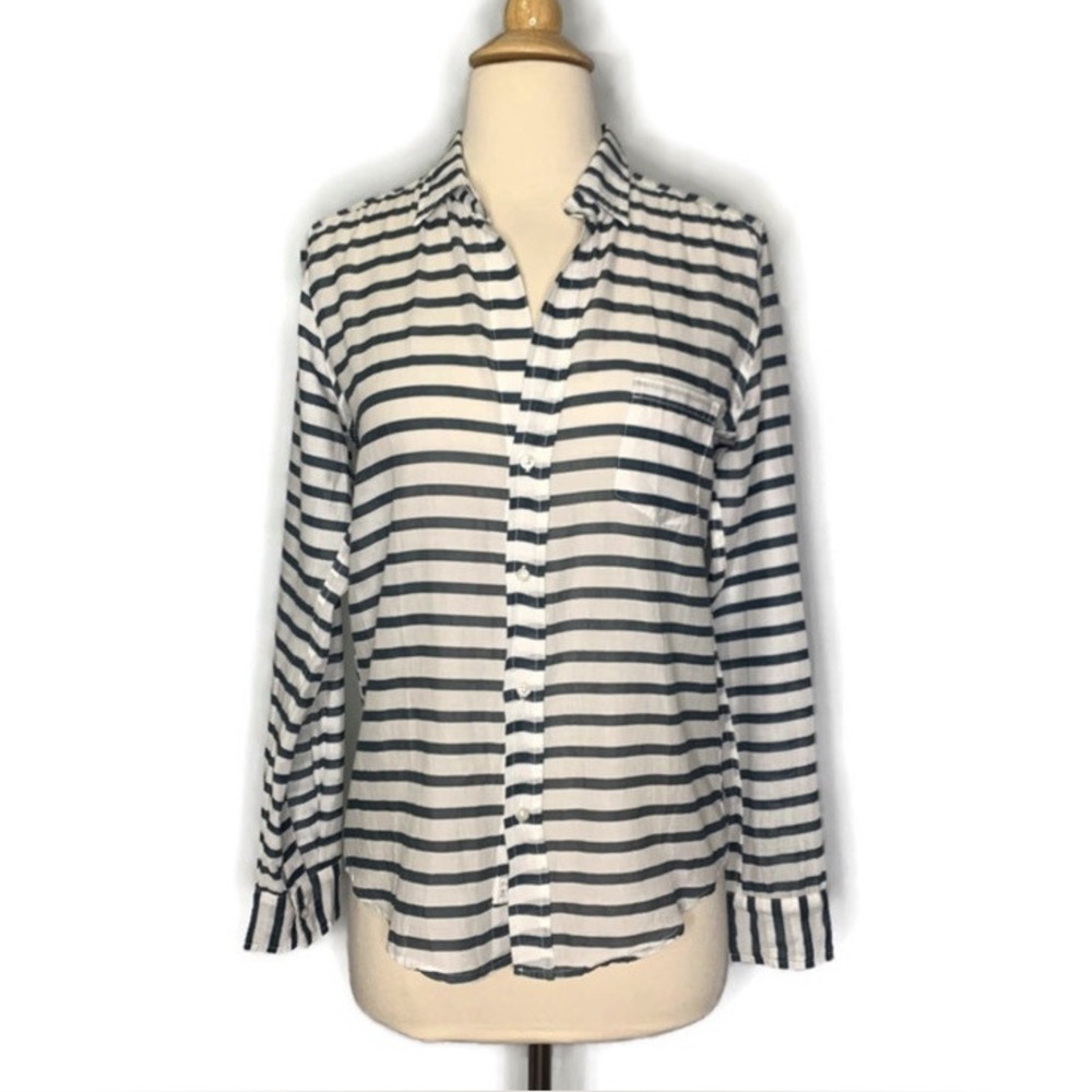 Frank & Eileen White Button-Down with  Stripes